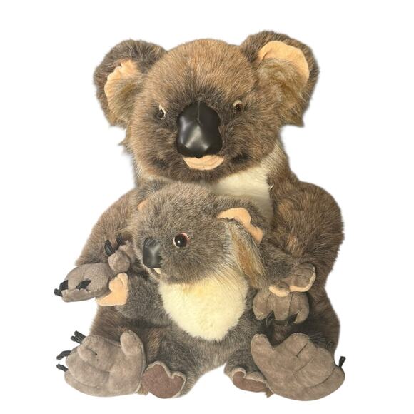 Discovery Channel Koala Bear Mom Baby Vintage Realistic Stuffed Plush Animal 13" - Picture 1 of 13